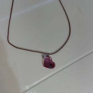 Swarovski pink heart charm and silver butterfly necklace